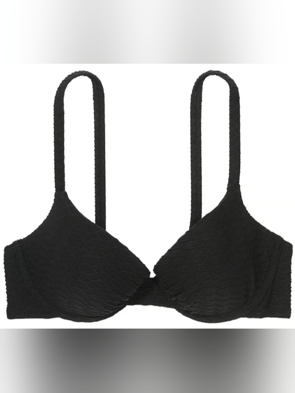 38C 38D 38D3 VS Swim Icon PushUp Bikini Top Black Fishnet